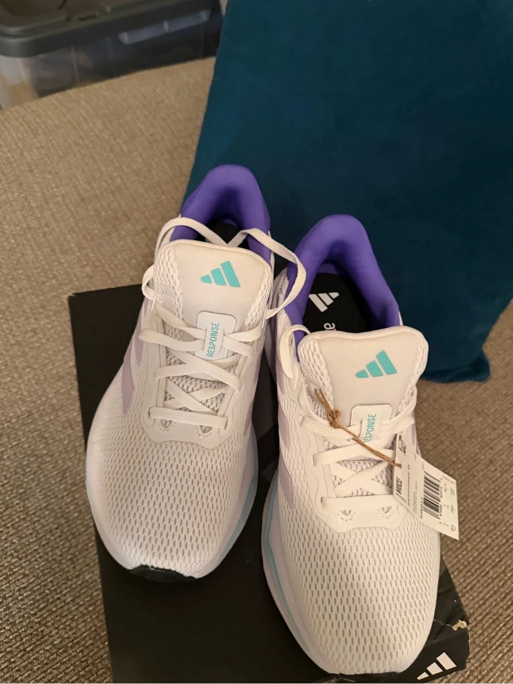 NEW! adidas Women’s White Athletic Shoes with Purple Lining and Pastel Accents